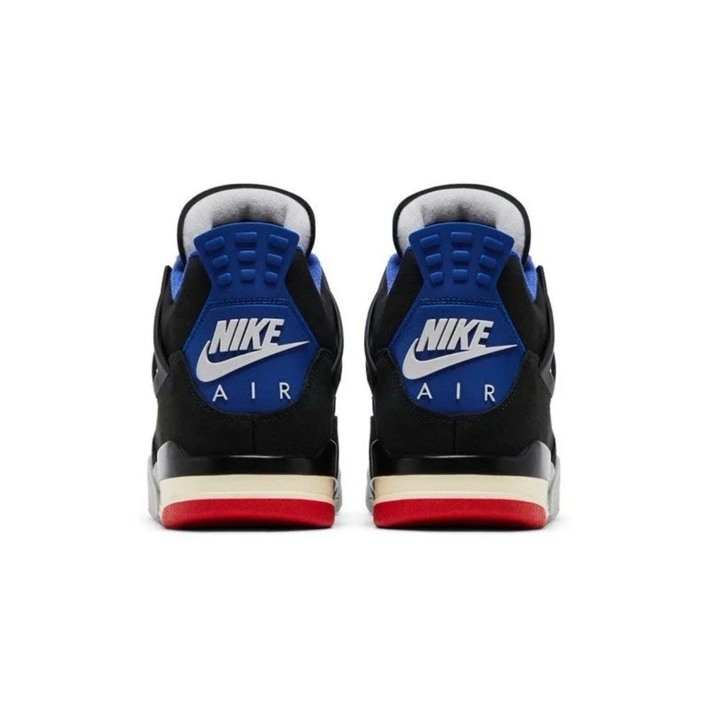 Air Jordan 4 Retro Mens 9.5 Black Fire Deep Royal Blue Shoes Sneakers FV5029-003